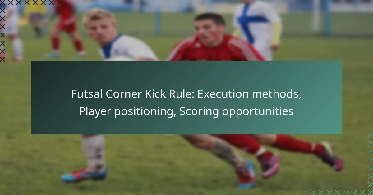 Futsal Corner Kick Rule: Execution methods, Player positioning, Scoring opportunities