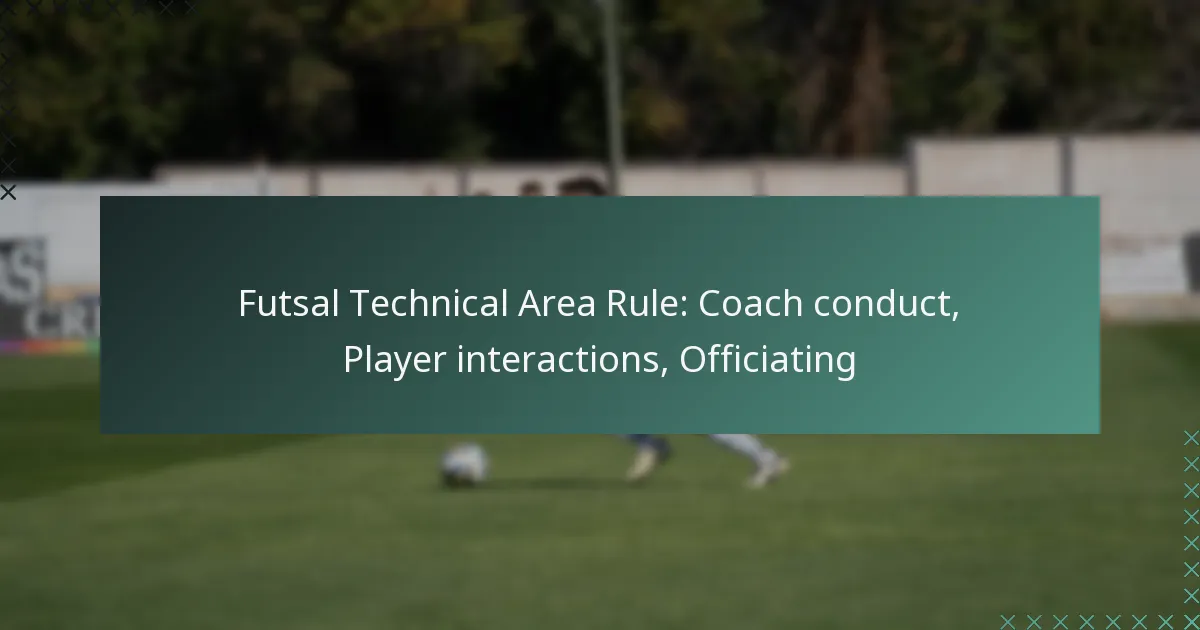 Futsal Technical Area Rule: Coach conduct, Player interactions, Officiating